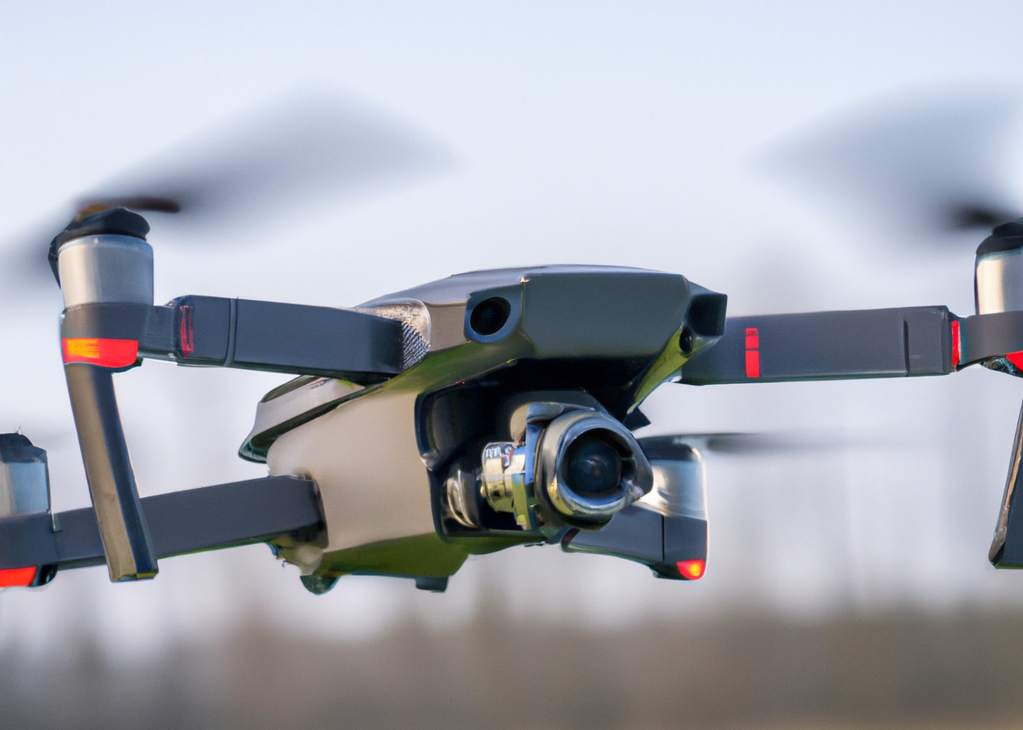 dron podczas imprezy droniada, lecący nad ziemią