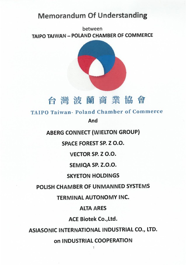 TAIPO TAIWAN - POLAND CHAMBER OF COMMERCE - MEMORANDUM OF UNDERSTANDING